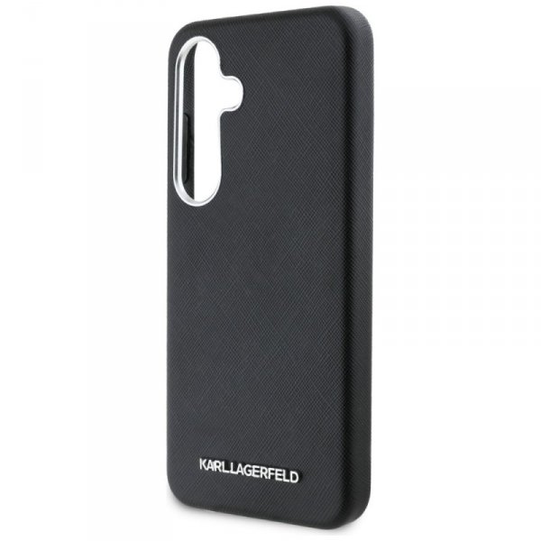 Etui Karl Lagerfeld Saffiano Full        Wrapped Elongated Metal Logo MagSafe do Samsung Galaxy S25+ czarny