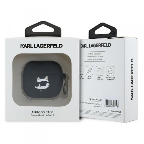 Karl Lagerfeld KLA4RUNCHK AirPods 4      cover czarny/black Silicone Choupette Head 3D