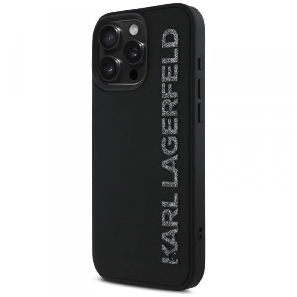 Etui Karl Lagerfeld HC 3D Rubber         Elongated Glitter do iPhone 16 Pro czarny