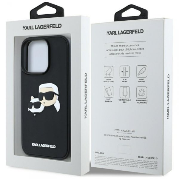 Etui Karl Lagerfeld HC 3D Rubber Double  Heads do iPhone 16 Pro Max czarny