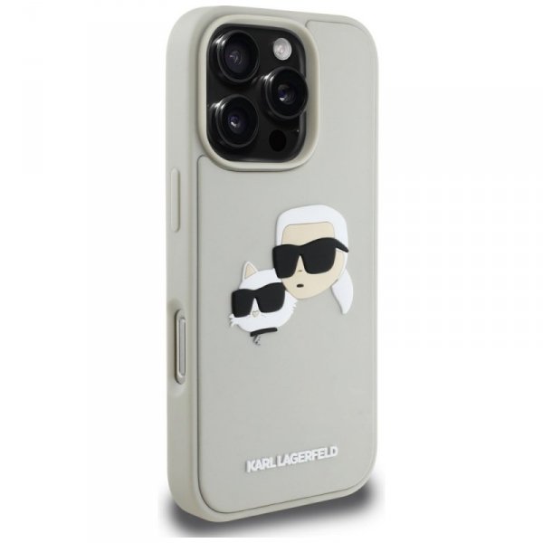 Etui Karl Lagerfeld HC 3D Rubber Double  Heads do iPhone 16 Pro Max beżowy