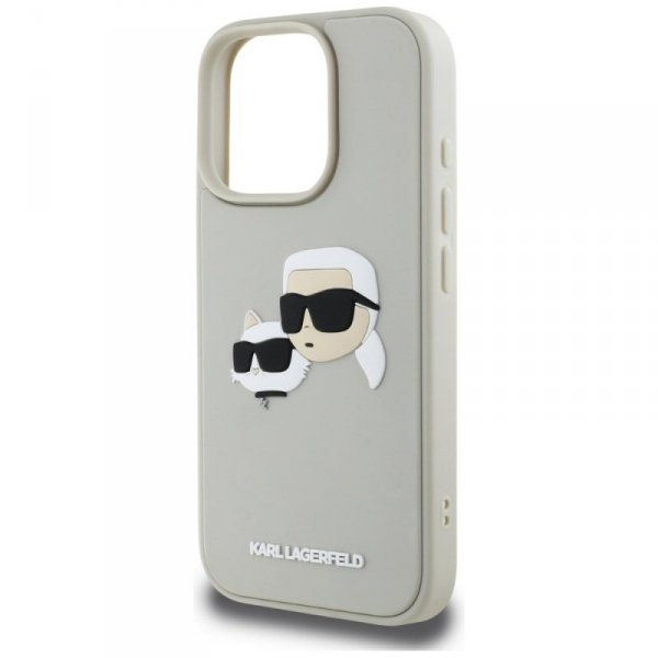 Etui Karl Lagerfeld HC 3D Rubber Double  Heads do iPhone 16 Pro Max beżowy