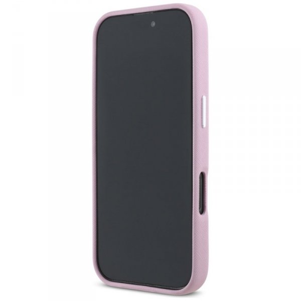 Etui Karl Lagerfeld Saffiano Full        Wrapped Elongated Metal Logo MagSafe do iPhone 16 Pro Max różowy
