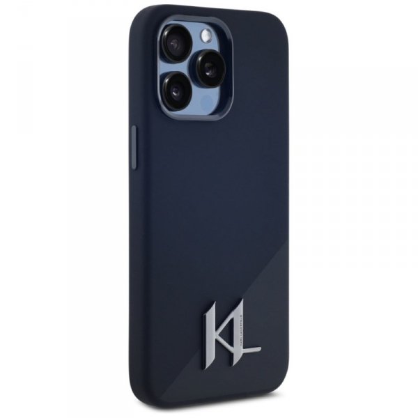 Etui Karl Lagerfeld Silicone Shadow      Metal Initial MagSafe do iPhone 15 Pro czarny
