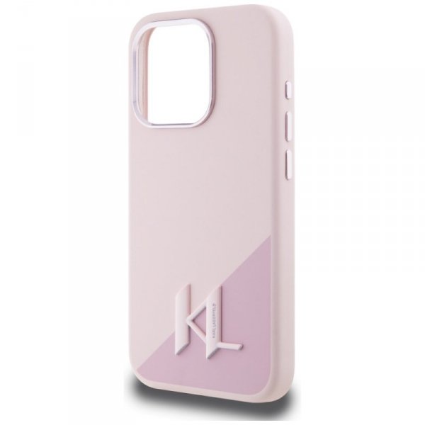 Etui Karl Lagerfeld Silicone Shadow      Metal Initial MagSafe do iPhone 15 Pro Max różowy