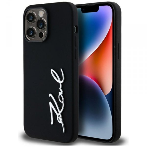 Etui Karl Lagerfeld Silicone Metal       Script Logo do iPhone 14 Pro Max czarny