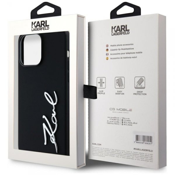Etui Karl Lagerfeld Silicone Metal       Script Logo do iPhone 14 Pro Max czarny