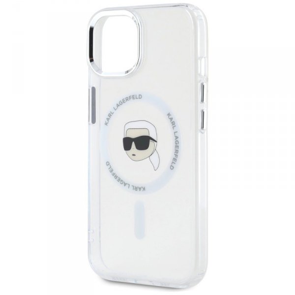 Etui Karl Lagerfeld IML Metal Karl Head  MagSafe do iPhone 15 biały