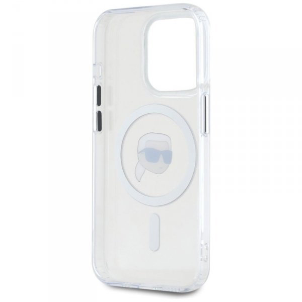 Etui Karl Lagerfeld IML Metal Karl Head  MagSafe do iPhone 15 Pro biały