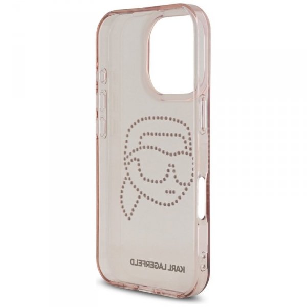 Etui Karl Lagerfeld IML Rhinestones Karl Head do iPhone 16 Pro Max różowy