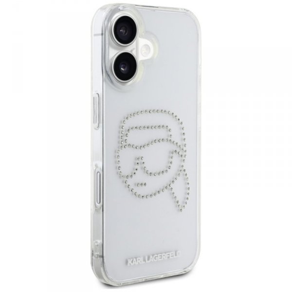 Etui Karl Lagerfeld IML Rhinestones Karl Head do iPhone 16 przezroczysty