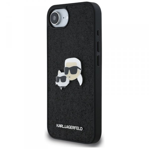 Etui Karl Lagerfeld Fixed Glitter        Karl&Choupette Heads Metal Pin do iPhone 16e czarny