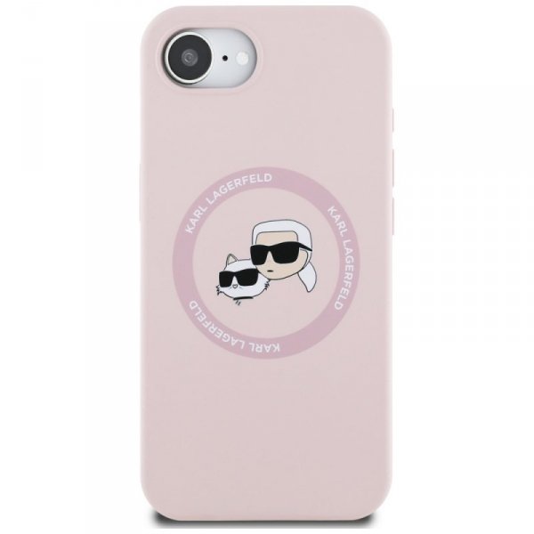 Etui Karl Lagerfeld Silicone             Karl&Choupette Heads MagSafe do iPhone 16e różowy