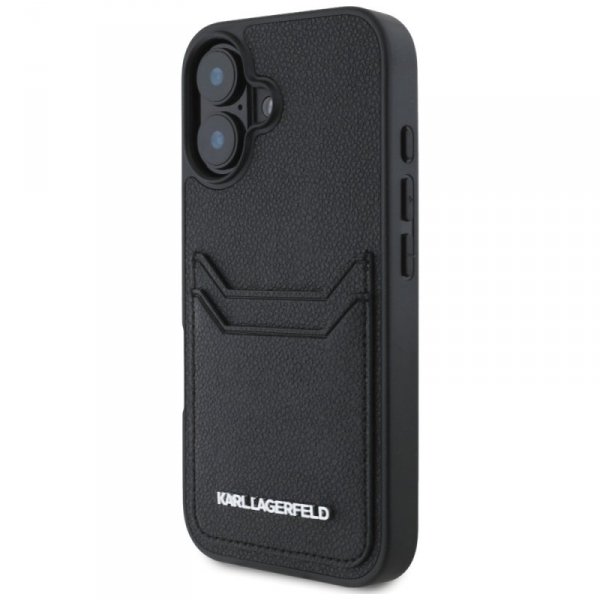 Etui Karl Lagerfeld HC Grained PU        Cardslot Metal Elong do iPhone 16 czarny