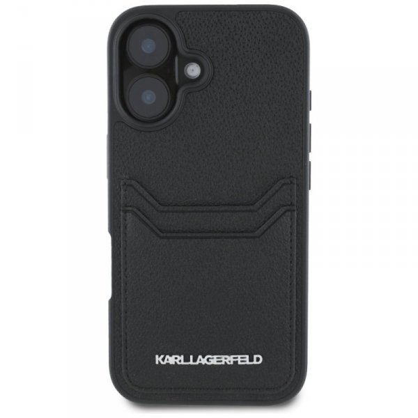 Etui Karl Lagerfeld HC Grained PU        Cardslot Metal Elong do iPhone 16 czarny