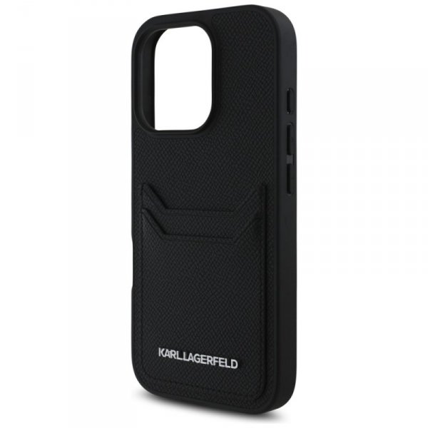 Etui Karl Lagerfeld HC Grained PU        Cardslot Metal Elong do iPhone 16 Pro Max czarny