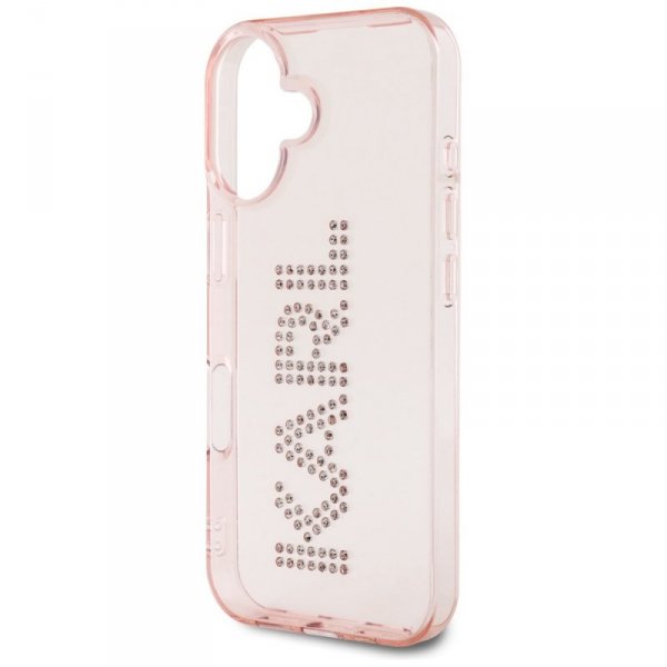 Etui Karl Lagerfeld IML Rhinestones Logo do iPhone 16 różowy