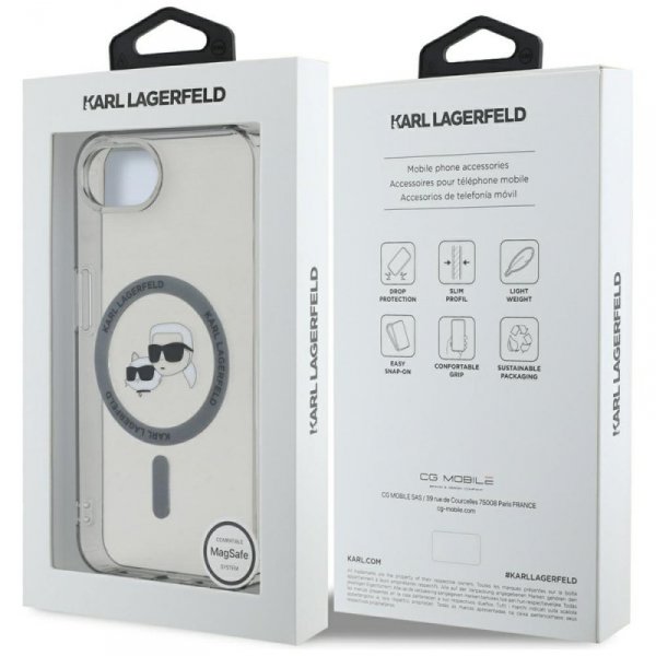 Etui Karl Lagerfeld IML Metal Karl &     Choupette Heads MagSafe do iPhone 16e czarny