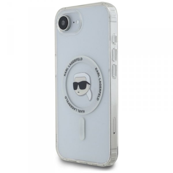 Etui Karl Lagerfeld IML Metal Karl Head  MagSafe do iPhone 16e biały