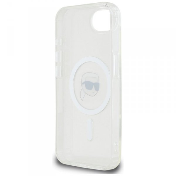 Etui Karl Lagerfeld IML Metal Karl Head  MagSafe do iPhone 16e biały