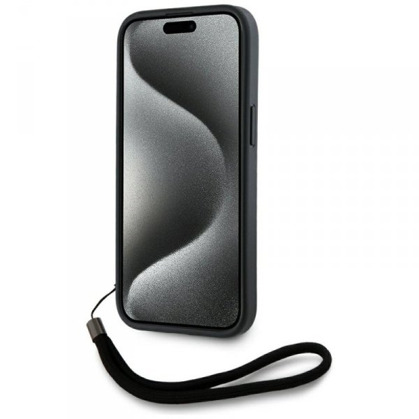 Etui Karl Lagerfeld Saffiano Athleisure  Stripes Cord do iPhone 15 Pro czarno-czerwony