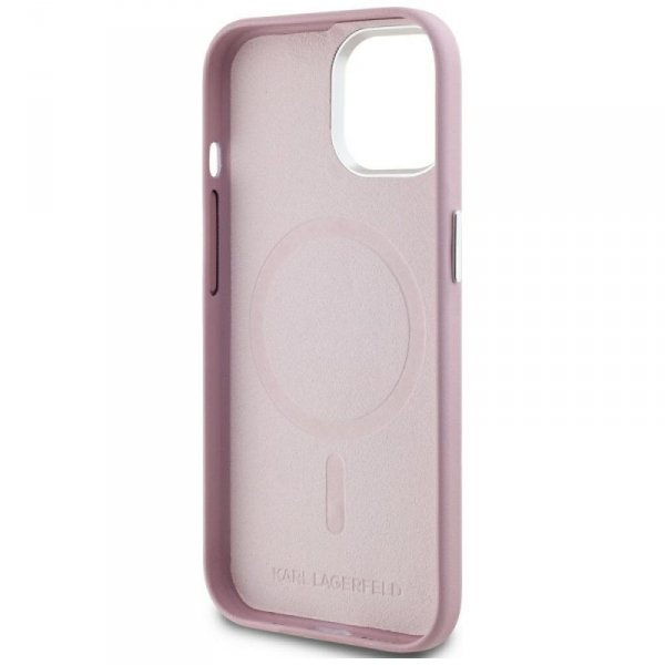 Etui Karl Lagerfeld FW Metal Plate       MagSafe do iPhone 15 różowy