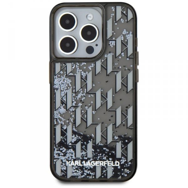Etui Karl Lagerfeld Liquide Glitter      Monogram Gradient do iPhone 15 Pro czarny