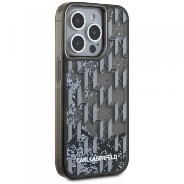 Etui Karl Lagerfeld Liquide Glitter      Monogram Gradient do iPhone 15 Pro czarny