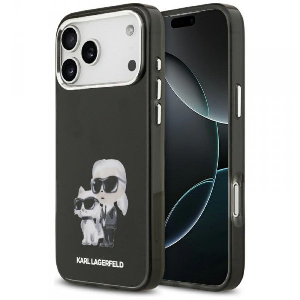 Etui Karl Lagerfeld IML Aquarelle Karl   & Choupette & Logo MagSafe do iPhone 17 Pro Max czarny