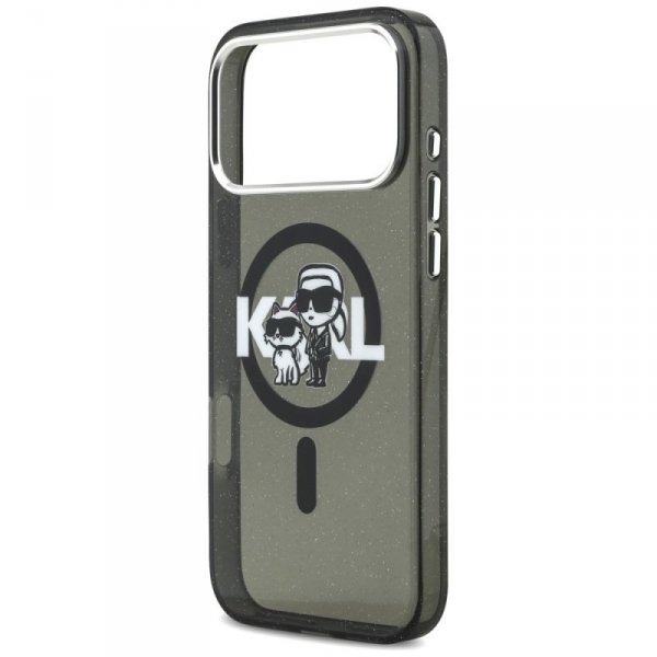 Etui Karl Lagerfeld IML Glitter Karl &   Choupette Sketch Logo MagSafe do iPhone 17 Pro Max czarny