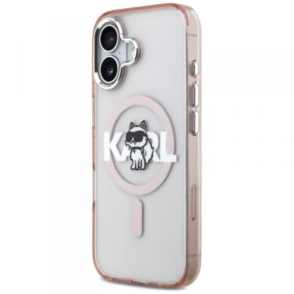 Etui Karl Lagerfeld IML Choupette Sketch Logo MagSafe do iPhone 17 różowy