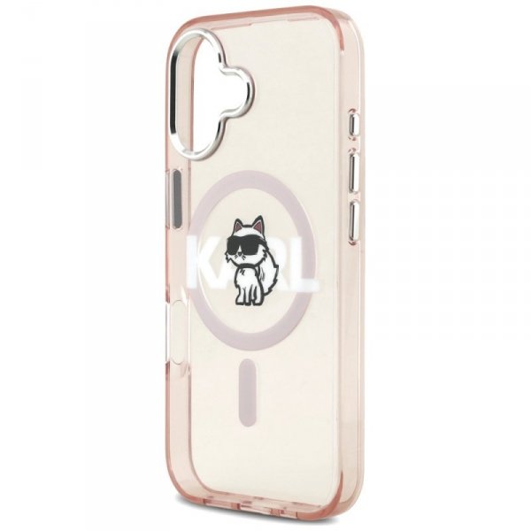 Etui Karl Lagerfeld IML Choupette Sketch Logo MagSafe do iPhone 17 różowy