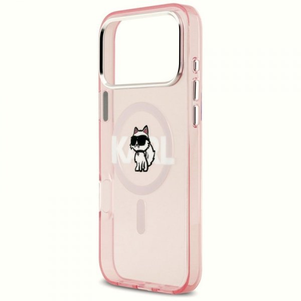 Etui Karl Lagerfeld IML Choupette Sketch Logo MagSafe do iPhone 17 Pro Max różowy
