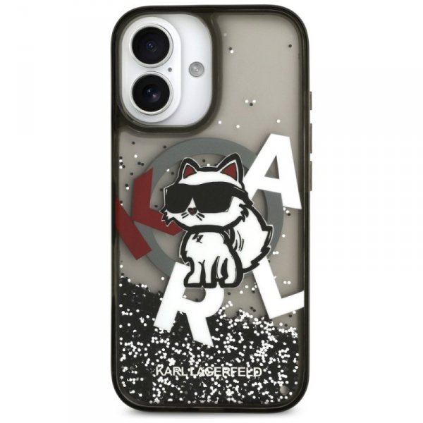 Etui Karl Lagerfeld Liquid Glitter       Choupette Logo MagSafe do iPhone 17 czarny
