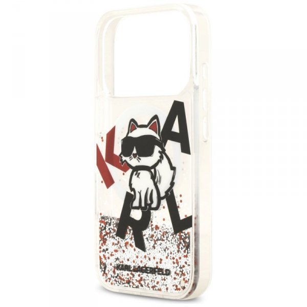 Etui Karl Lagerfeld Liquid Glitter       Choupette Logo MagSafe do iPhone 17 Pro przezroczysty