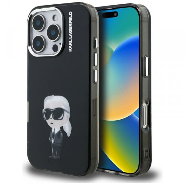 Etui Karl Lagerfeld IML Aquarelle Karl   & Logo MagSafe do iPhone 16 Pro czarny
