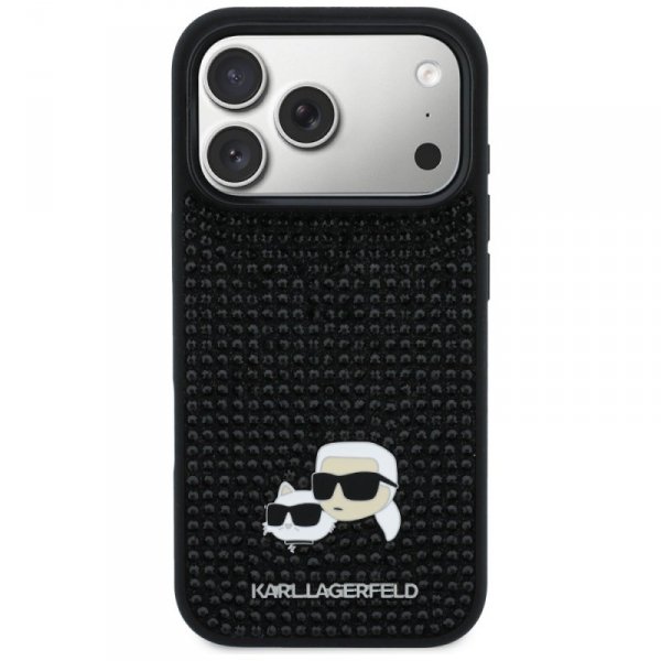 Etui Karl Lagerfeld Rhinestones          Karl&Choupette Pin do iPhone 17 Pro czarny
