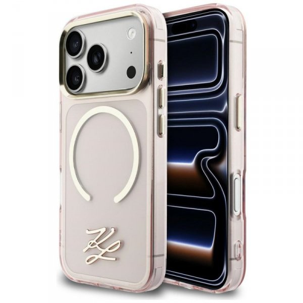 Etui Karl Lagerfeld IML KL Script Logo   MagSafe do iPhone 17 Pro Max różowy