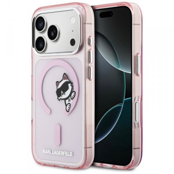 Etui Karl Lagerfeld IML Peekaboo MagSafe do iPhone 17 Pro Max różowy