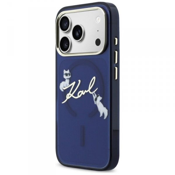 Etui Karl Lagerfeld IML Choupettes Karl  Script Logo MagSafe do iPhone 17 Pro niebieski