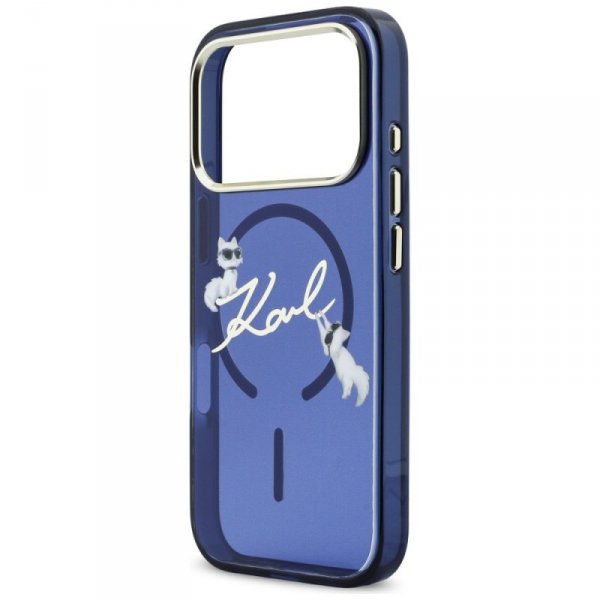 Etui Karl Lagerfeld IML Choupettes Karl  Script Logo MagSafe do iPhone 17 Pro niebieski