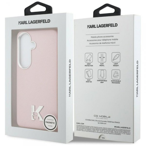 Etui Karl Lagerfeld K Metal Logo MagSafe do Samsung Galaxy S26 różowy