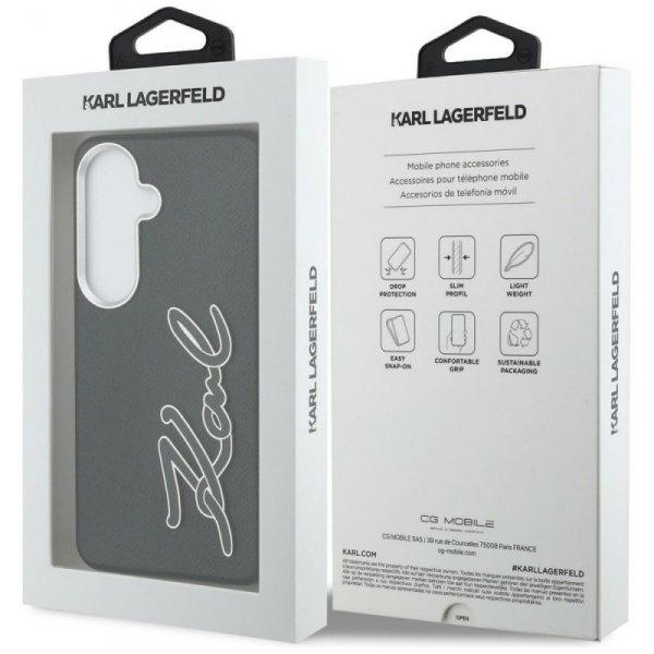 Etui Karl Lagerfeld Grained Signature    Metal Resin Logo do Samsung Galaxy S26 czarny