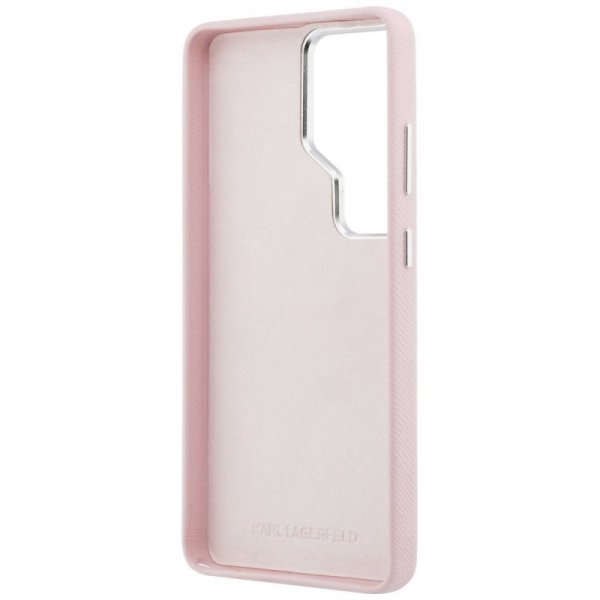 Etui Karl Lagerfeld Grained Signature    Metal Resin Logo do Samsung Galaxy S26 Ultra różowy