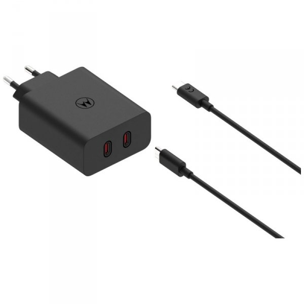 Ładowarka sieciowa Motorola TurboPower   125W Dual 2x USB-C z kablem USB-C 1m czarny