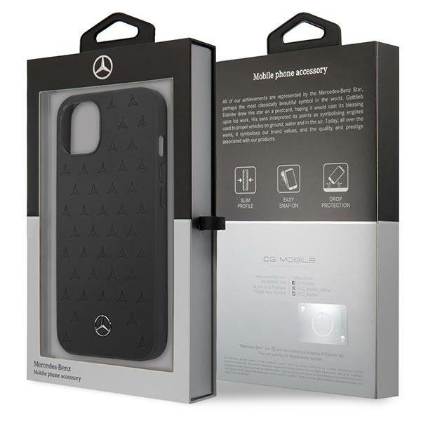 Mercedes MEHCP13SPSQBK iPhone 13 mini 5,4&quot; czarny/black hardcase Leather Stars Pattern