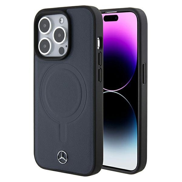 Mercedes MEHMP15L23RCMV iPhone 15 Pro 6.1&quot; granatowy/navy hardcase Smooth Leather MagSafe