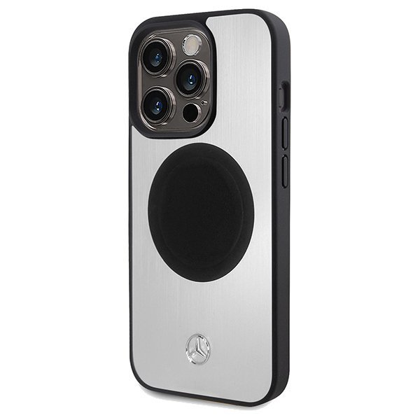 Mercedes MEHMP15X23ACMS iPhone 15 Pro Max 6.7&quot; srebrny/silver hardcase Leather&Alu MagSafe