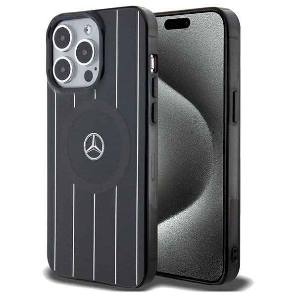 Mercedes MEHMP15X23HRSK iPhone 15 Pro Max 6.7&quot; czarny/black hardcase Double Layer Crossed Lines MagSafe