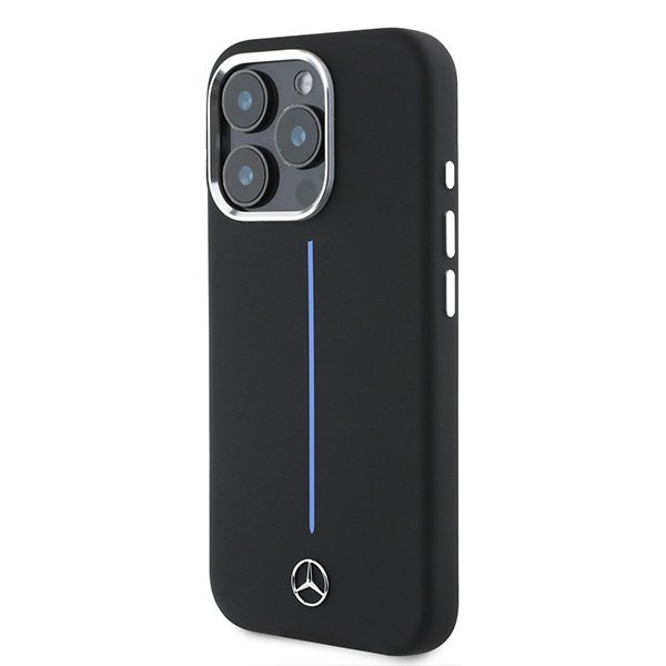 Mercedes MEHMP16X23SUMBK iPhone 16Pro Max 6.9&quot; czarny/black hardcase Silicone Blue Stripe MagSafe
